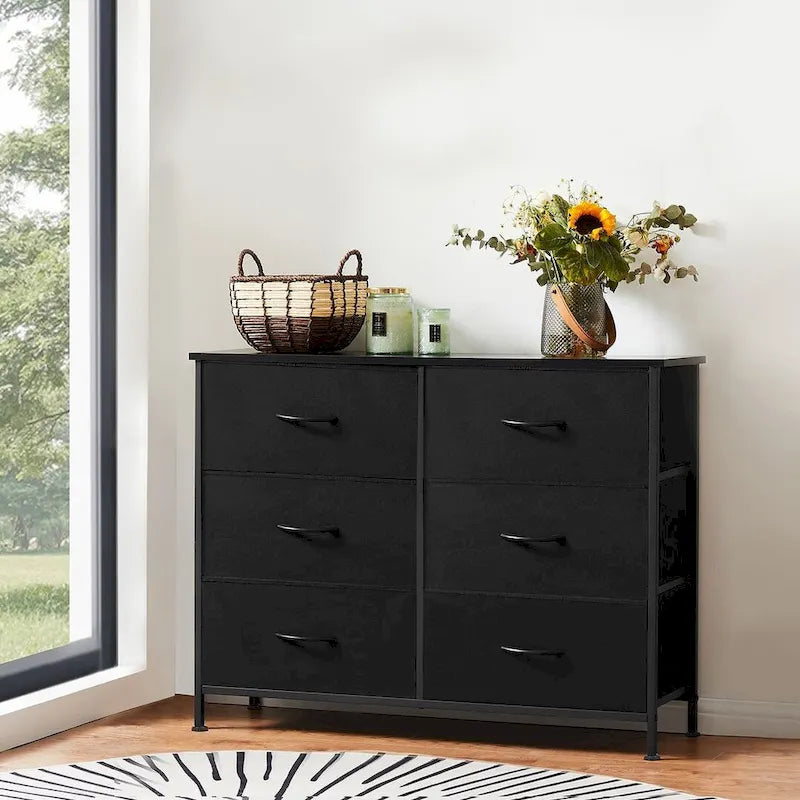 Commode à 6 tiroirs, Meuble de rangement vertical, Unité de rangement pour chambre à coucher et salon
