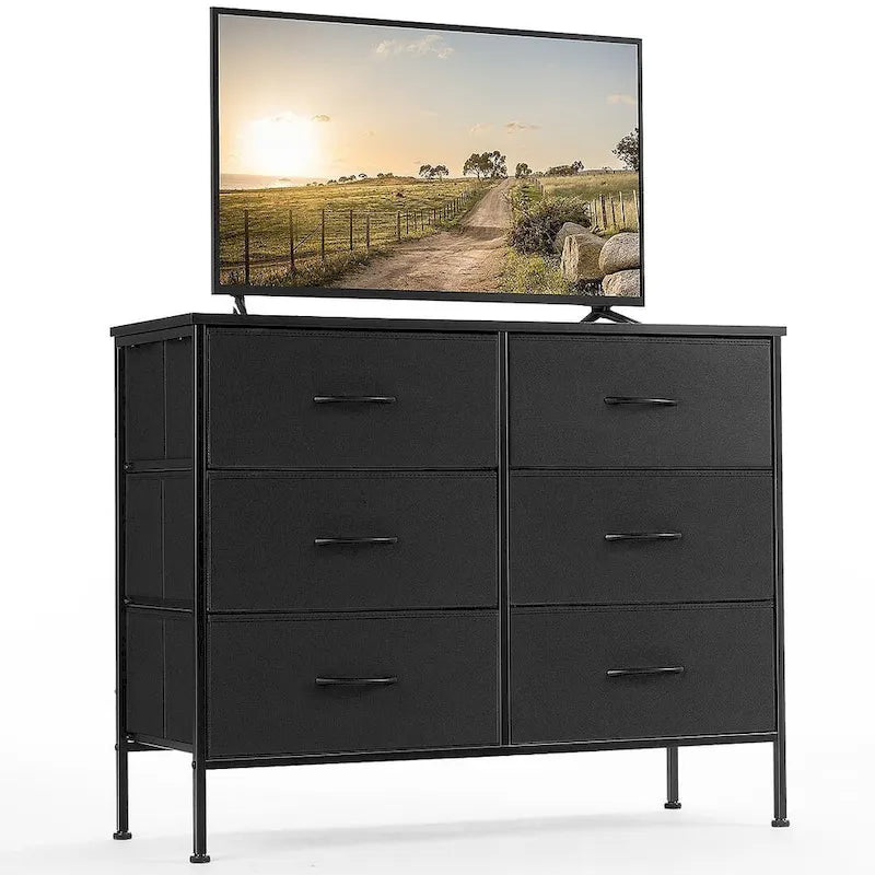 Commode à 6 tiroirs, Meuble de rangement vertical, Unité de rangement pour chambre à coucher et salon