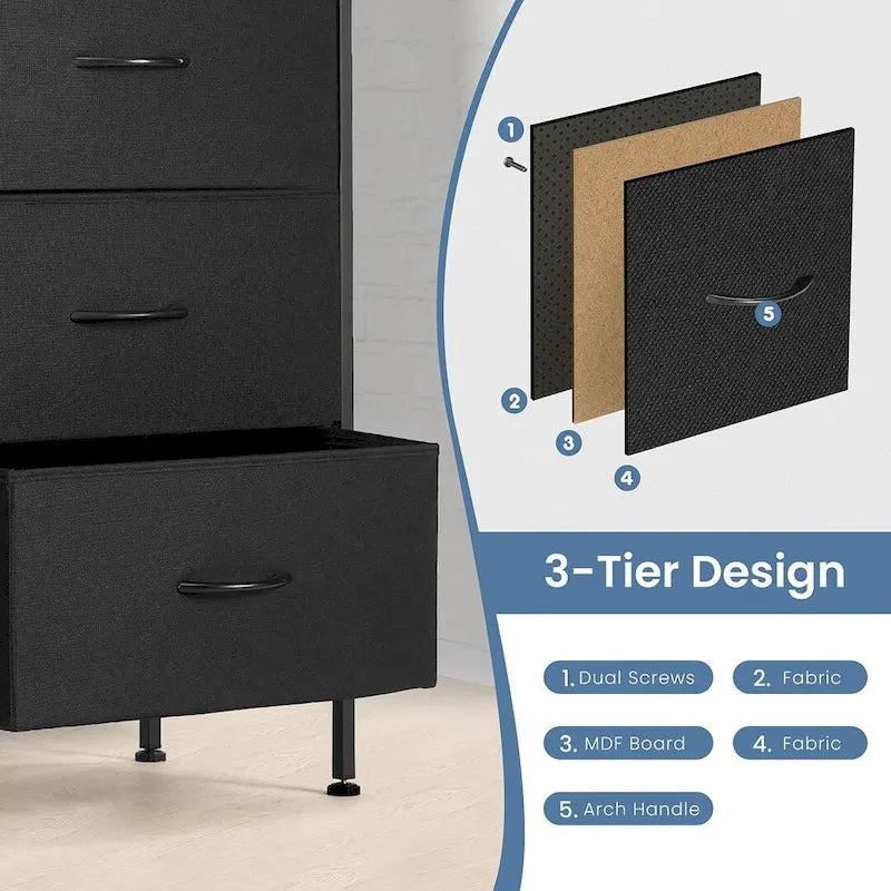 Commode à 6 tiroirs, Meuble de rangement vertical, Unité de rangement pour chambre à coucher et salon