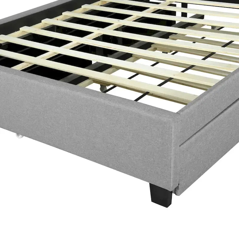 Lit plateforme tapissier Queen size avec lit gigogne Twin XL