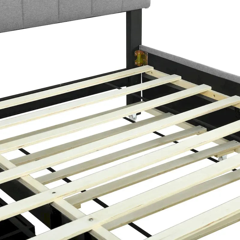 Lit plateforme tapissier Queen size avec lit gigogne Twin XL