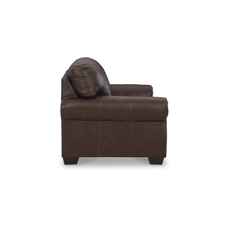 Causeuse brun foncé avec accoudoirs roulés et garniture cloutée - 67L x 40P x 39H