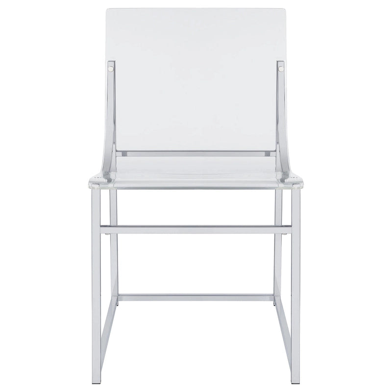 Lot de 2 chaises de salle à manger 18 pouces, assise courbée en acrylique transparent, chrome