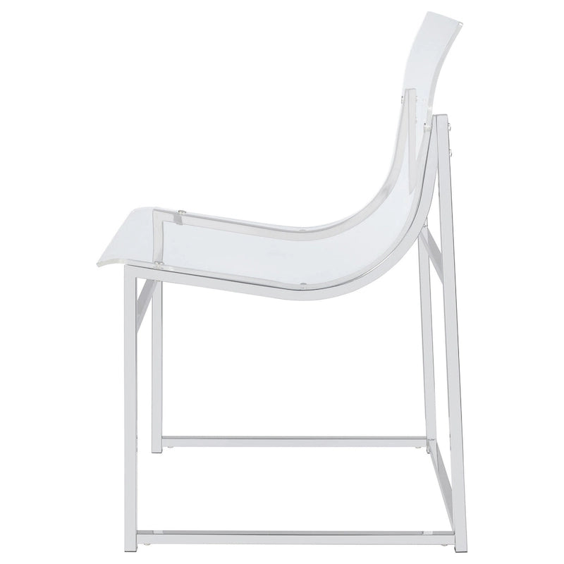 Lot de 2 chaises de salle à manger 18 pouces, assise courbée en acrylique transparent, chrome