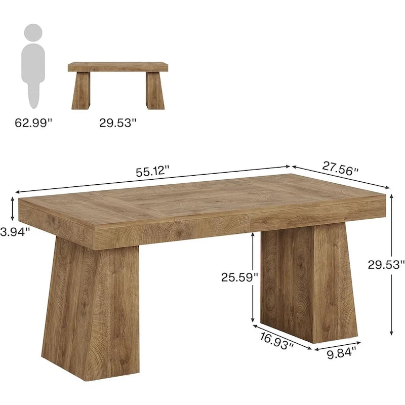 Bureau exécutif en bois brun de style Mid-Century pour bureau à domicile