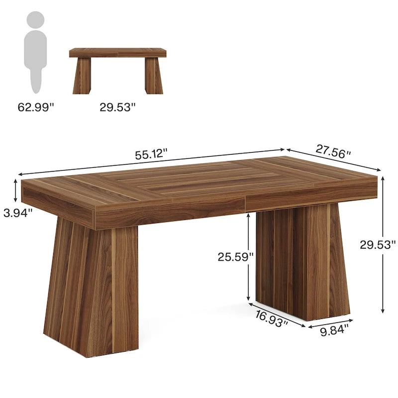 Bureau exécutif en bois brun de style Mid-Century pour bureau à domicile