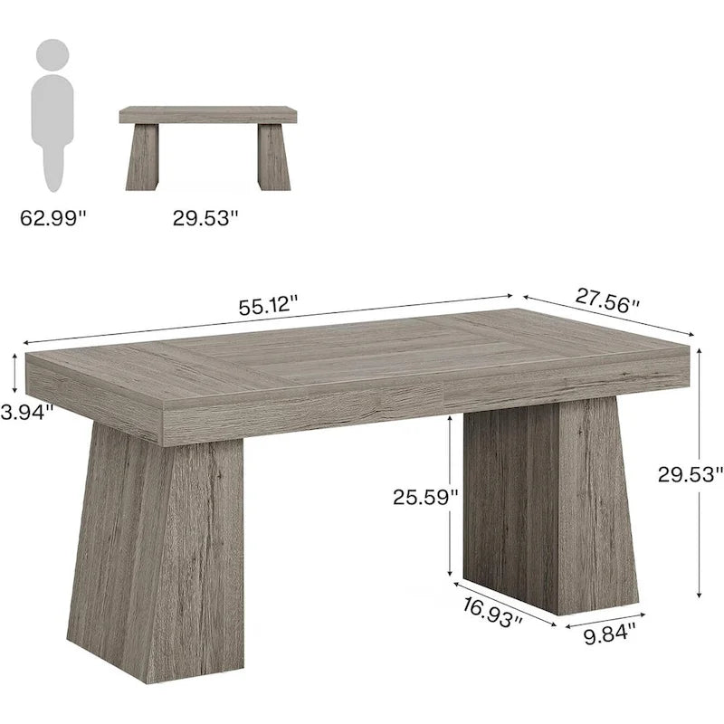 Bureau exécutif en bois brun de style Mid-Century pour bureau à domicile