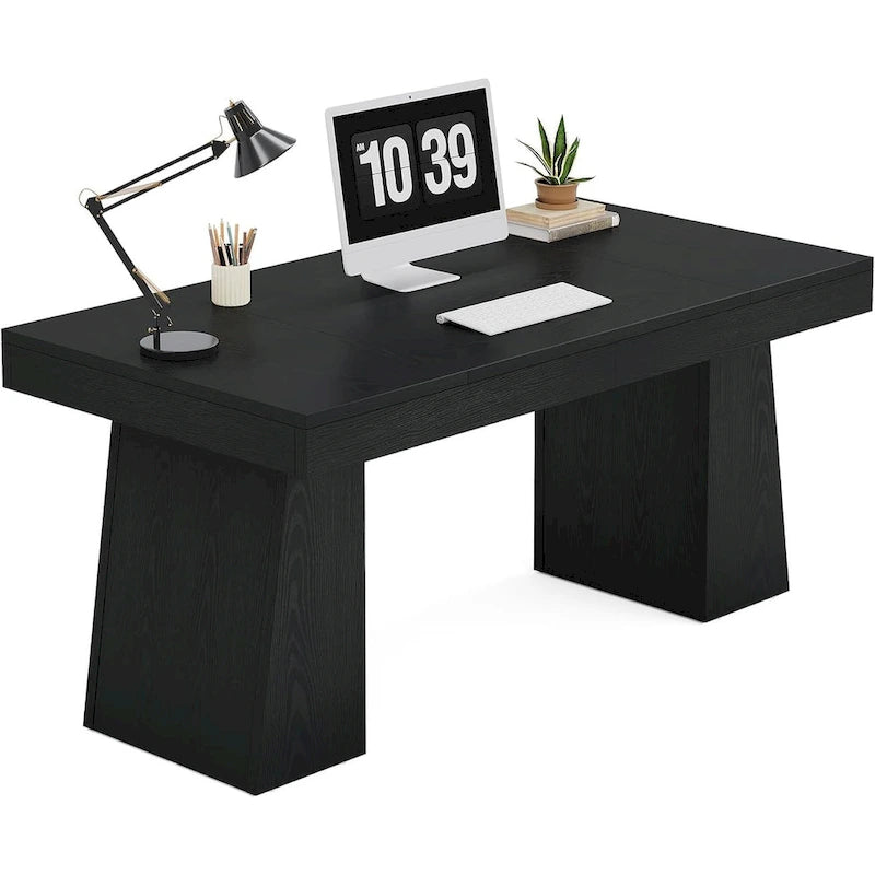 Bureau exécutif en bois brun de style Mid-Century pour bureau à domicile
